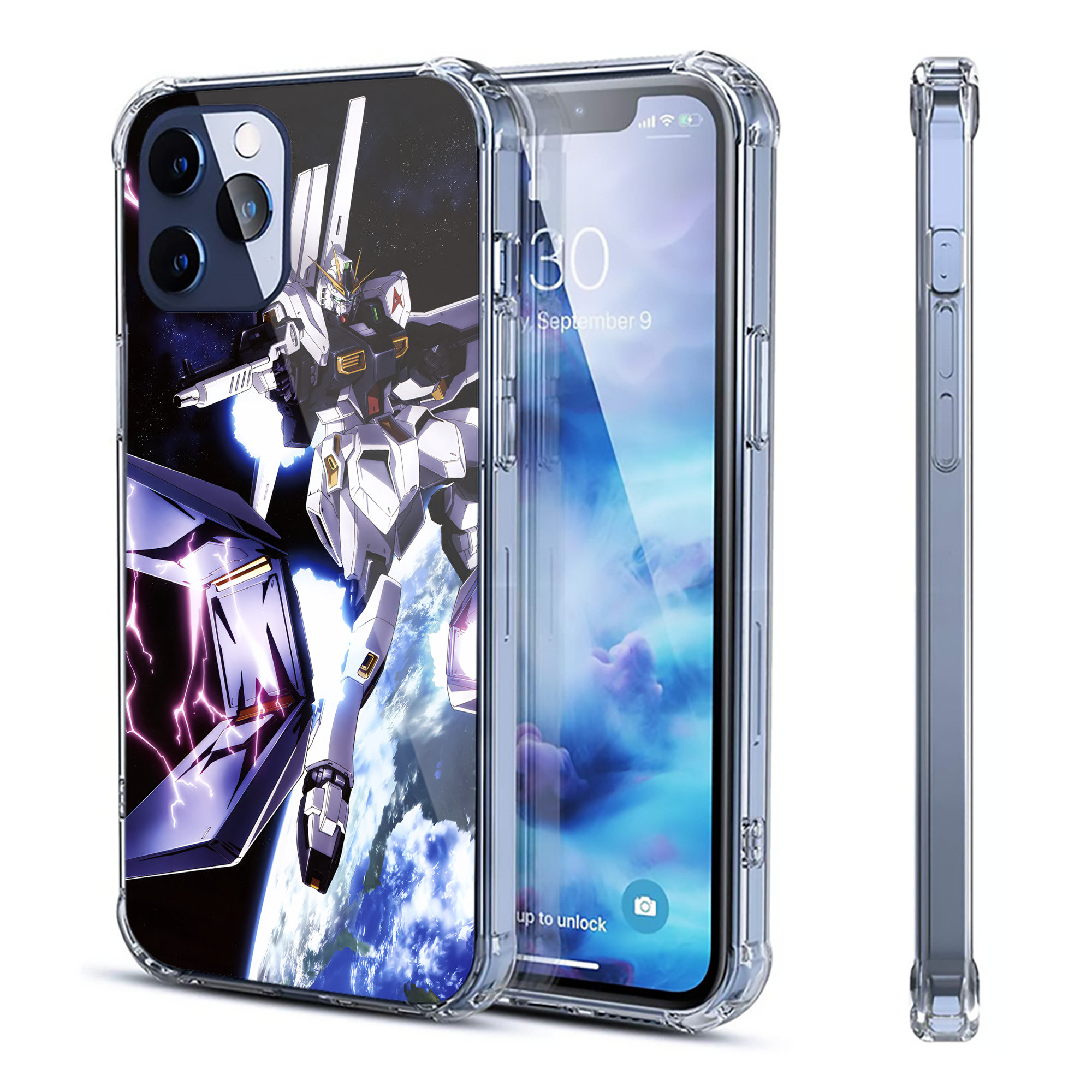 （画像用） 機動戦士ガンダム Mobile Suit Gundam 【iPhone 12シリーズ対応】透明スマホケース（クリアソフトケース）